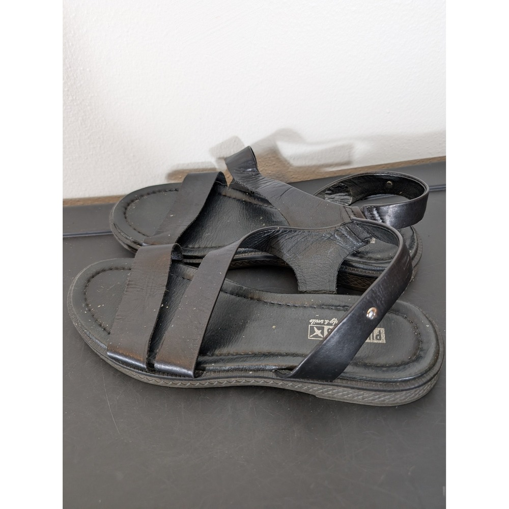 Pikolinos Women's 42 (11) Formentera Black Leather Strappy Flat Sandals Casual